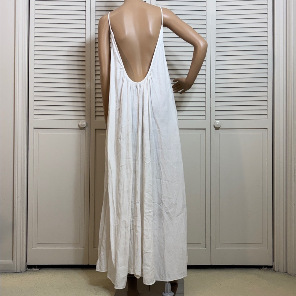 Another Tomorrow Gathered Summer Linen Maxi Dress Low Back Large - Picture 7 of 14